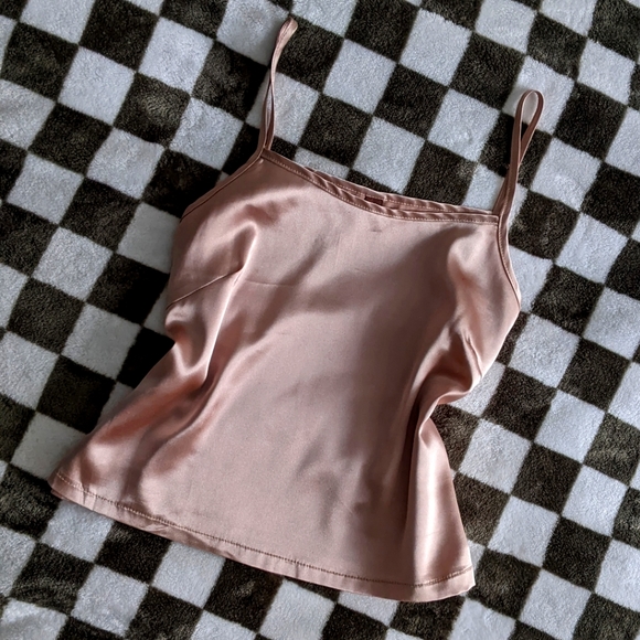 Blush Pink Satin Tank Top - Picture 1 of 2